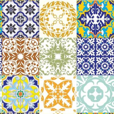 Imagem de Papel De Parede Adesivo Fosco Azulejo Antigo Retrô 02 3,05m - DecoraPl