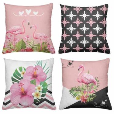 Imagem de Kit 4 Capas de Almofadas Modernas - Gaby Flor Confecções, Flamingo