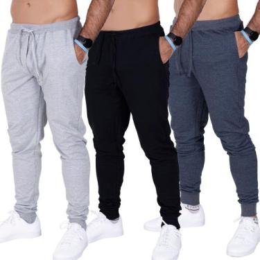 Imagem de Kit 3 Calça Moletom Com Bolso Frimodas Masculino Adulto, P