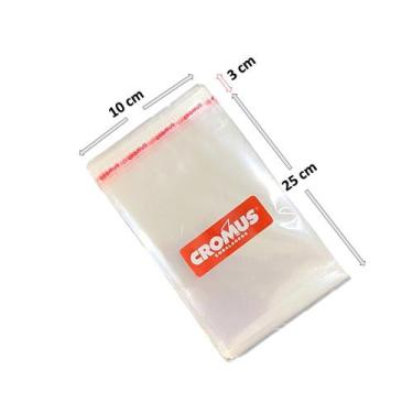 Imagem de Saco Adesivado 10x25 Transparente Cromus C/ 500 Unidades