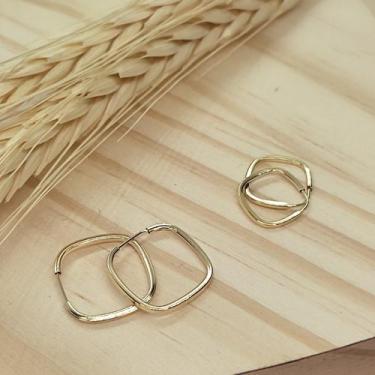 Imagem de Conjunto Argolinhas Quadradas Ouro 18K - Casa das Joias Online