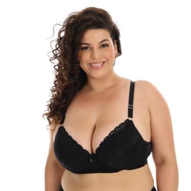 Imagem de Sutiã Plus Size com Renda Alça Regulável Preto - Frimodas, GG, Preto, 