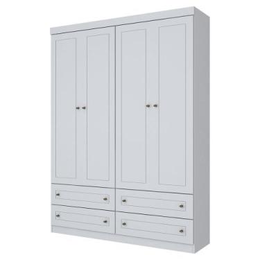Imagem de Guarda Roupa Infantil Solteiro Americano com 4 Portas Branco - Henn,  
