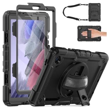 Imagem de Whmeolyo Capa para Samsung Galaxy Tab A7 Lite 8.7 (2021), capa infantil resistente à prova de choque com protetor de tela/suporte para lápis/suporte [alça de mão e ombro] para Galaxy Tab A7 Lite SM-T220/T225/T227, preta