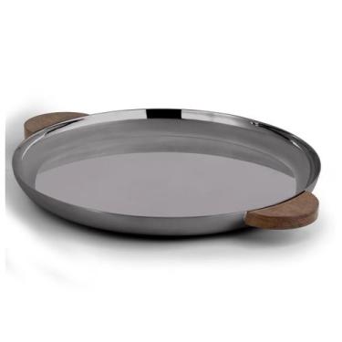 Imagem de Bandeja Redonda Grande Volupté Grafite com Madeira - St James