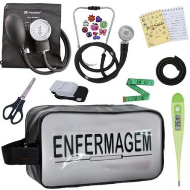 Imagem de Kit Academico Enfermagem Esfigmomanometro Aparelho de Pressao Estetosc