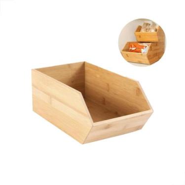 Imagem de Caixa Organizadora Empilhável Grande 6,4L Bambu - OU