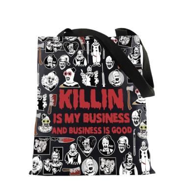 Imagem de Sacola inspirada em filmes de palhaço - Bolsa de lona com palhaço assassino para amantes de filmes de terror, Businessgoodtoteblk, 14.9 x 13.7 x 10.6 inches