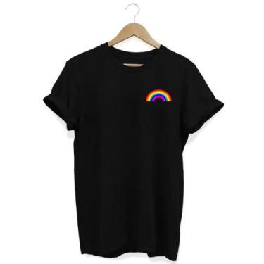 Imagem de Camiseta Feminina Arco Íris Baby Look - SEMPRENALUTA, Preto, GG