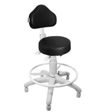 Imagem de Cadeira Mocho Preto Ergonômico Base Cinza Caixa Com Aro Com Sapata - U