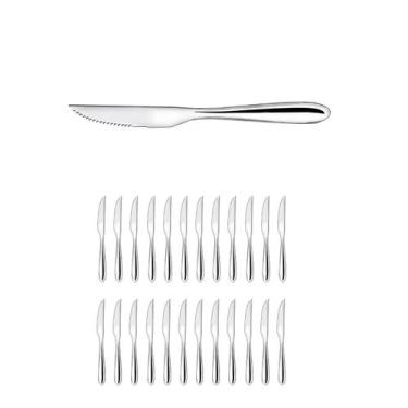 Imagem de Conjunto 24 Faca De Mesa Para Carne Churrasco  Aço Inox 21cm - Rio Tij