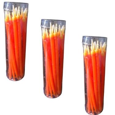 Imagem de Kit Vela de Aniversário Laranja C/ 54 Unidades 3Tubos - 12cm - BOM YEA