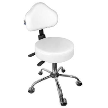 Imagem de Cadeira Mocho Branco Ergonômico Base Cromada - ULTRA Móveis