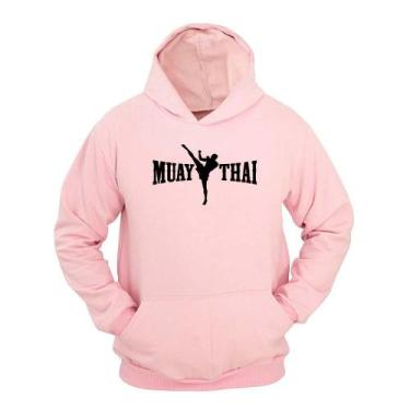 Imagem de Moletom Masculino Canguru Estampa Muay Thai Com Capuz - Ragor, Rosa, M