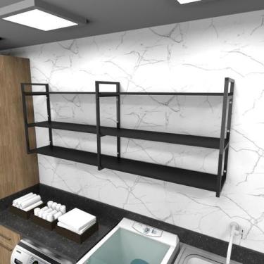 Imagem de Prateleira industrial lavanderia aço cor preto 180x30x68cm CxLxA cor m