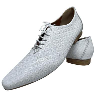 Imagem de Sapato Masculino Italiano Em Couro Estrelado Branco Neve -  Ref: D627 