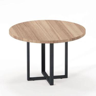 Imagem de Mesa De Reunião Redonda Tubolar PE 40 Pandin 1,10 M Noce Naturale e Gr