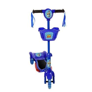 Imagem de Brinquedo Infantil Patinete Scooter 3 Rodas Com Cesta Luz E Som Azul T