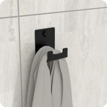 Imagem de Gancho de Parede Toalha Cabide Banheiro Preto ELG - HomeDecor