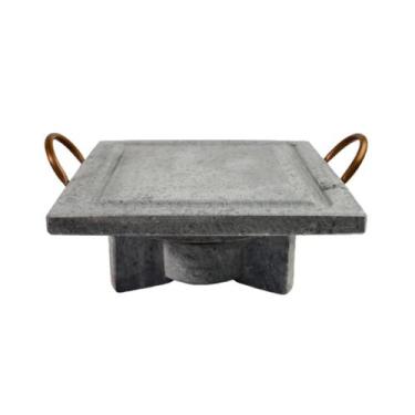 Imagem de Fogareiro Réchaud G e Chapa Quadrada 25x25cm Pedra Sabão - Industria S