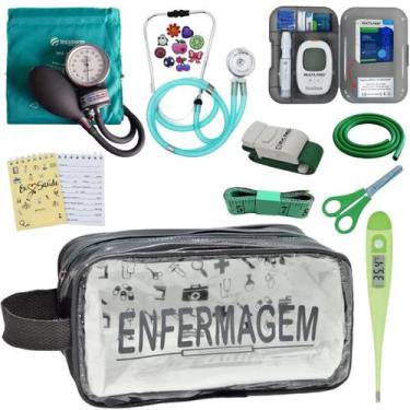 Imagem de Kit de Enfermagem Aparelho de Pressao Estetoscopio Necessaire Transpar