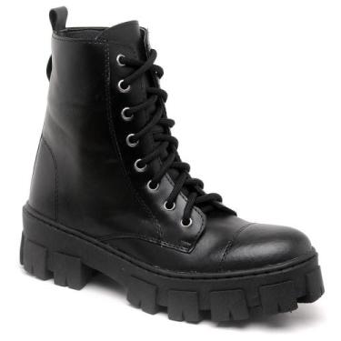 Imagem de Bota Coturno Feminina Tratorada Flatform Cadarço Conforto - Dexshoes, 