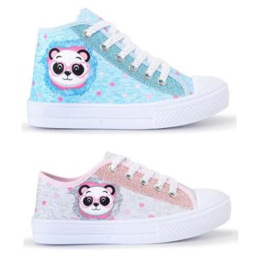 Imagem de Kit 2 Tênis Feminino Infantil Panda Botinha E Cano Curto - LUKYS CALÇA