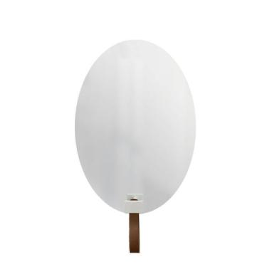 Imagem de Espelho Funcional Hook Branco Alça Caramelo 60x40 Cm Oval - e2g Design