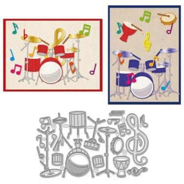 Imagem de WADORN Cortes para corte de bateria de música, tema de instrumento musical, moldes de corte de metal, estêncil, notas musicais, estêncil, molde de corte de estêncil para álbum de recortes faça você