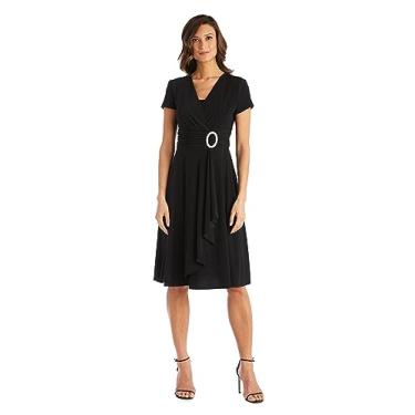 Imagem de R&M Richards Vestido feminino plus size para sair à noite, Preto, 42