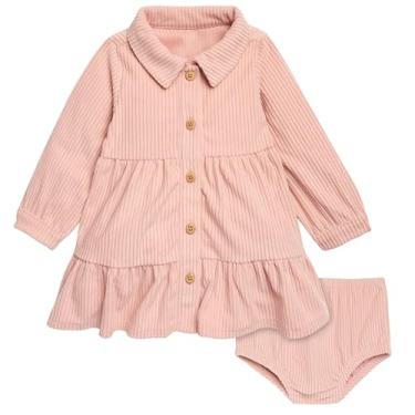 Imagem de Modern Moments by Gerber Conjunto de vestido de veludo cotelê para bebês meninas, Pêssego, 3-6 Meses