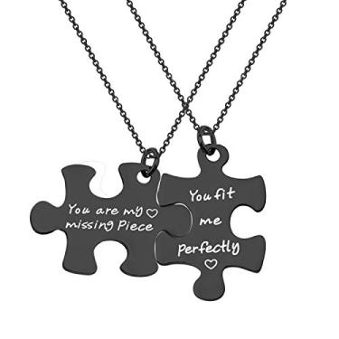 Imagem de Ensianth Conjunto de duas joias de quebra-cabeça para presente de casal You are My Missing Piece, You Fit Me Perfeitamente Colar e chaveiro