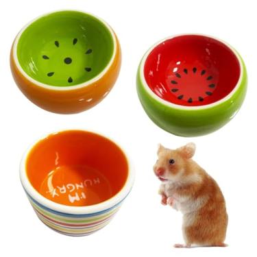 Imagem de kathson Tigela de hamster tigela de água de animais pequena de cerâmica para evitar tombar, mover e mastigar, prato de comida para porquinho da índia Gerbil, furão, hamster sírio, hilla, rato, ouriço, coelhinho (3 peças)