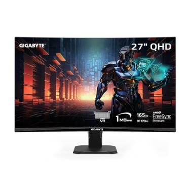 Imagem de Gigabyte GS27QC 27 polegadas 165Hz 1440P monitor curvo para jogos, 2560 x 1440 VA 1500R, tempo de resposta de 1 ms (MPRT), HDR Ready, FreeSync Premium, 1 porta de exibição 1.4, 2x HDMI 2.0