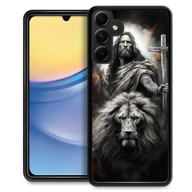 Imagem de CARLOCA Compatível com Samsung Galaxy A25 Case, Jesus Preto Branco Leão Cruz Padrão Ultra Proteção À Prova de Choque Silicone Macio TPU Antiderrapante Traseira para Samsung Galaxy A25