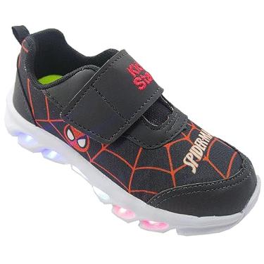 Imagem de Tênis de Led Infantil Homem Aranha Luzinha Meninos KidStar Cor:Preto;Tamanho:19