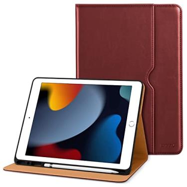 Imagem de DTTO Capa para iPad 9ª/8ª/7ª geração de 10,2 polegadas 2021/2020/2019, capa fólio de couro premium com suporte para Apple Pencil - despertar/hibernar automático e vários ângulos de visualização,