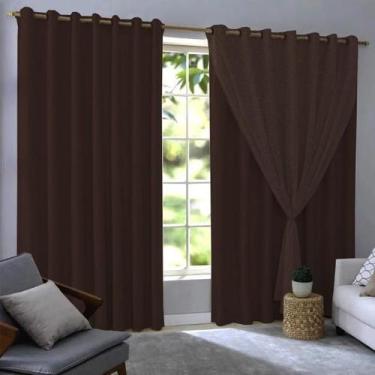Imagem de Cortina Blackout Com Voil 280X230 Corta Luz Pvc Sala/Quarto - Fabritex