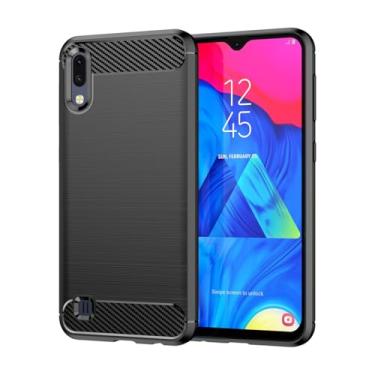Imagem de Vavies Capa para Galaxy A10, para Samsung M10 SM-A105F, capa de fibra de carbono, capa fina e macia de TPU com absorção de choque, proteção à prova de choque para Samsung Galaxy A10 preta