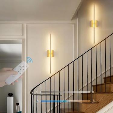 Imagem de Luminária de parede LED interna com controle remoto, luzes de parede reguláveis, luz de parede recarregável por USB, sem fio, rotação de 350°, arandela para quarto, sala de estar, corredor (