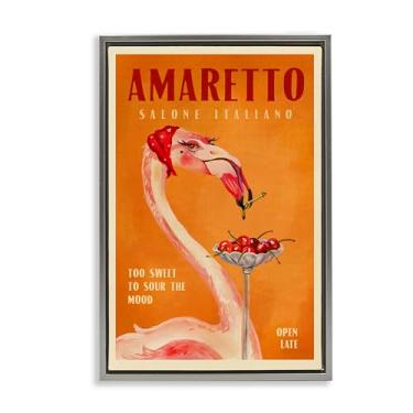 Imagem de Stupell Industries Arte de parede em tela flutuante vintage amaretto flamingo emoldurada por The Whiskey Ginger, moldura flutuante cinza, 43 x 63 cm