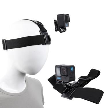 Imagem de PellKing Suporte de alça de cabeça de liberação rápida compatível com GoPro Hero 12 11 10 9 8 7 6 5 Blcak, Insta360 X3 X2 RS R/DJI Osmo Action 4 3 2 Suporte de cabeça de câmera