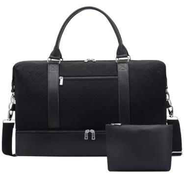 Imagem de Bolsas Weekender para mulheres com compartimento para sapatos bolsas de viagem de grande capacidade, perfeitas para viagem/presente (conjunto de 2 peças), ☸, Fim de semana