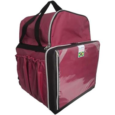 Imagem de Bag Brasil Mochila Térmica Para Delivery de Pizza Reforçada Com Isopor Laminado - 45 Litros - Vinho