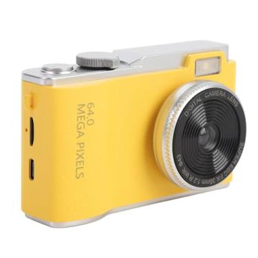 Imagem de Câmera Digital 4K de 64 MP, Tela Colorida IPS de 2,4 Polegadas, Zoom Digital 16x, Câmera CCD Portátil Recarregável Com Luz de Preenchimento, Anti-vibração, Cabo USB C, Amarelo