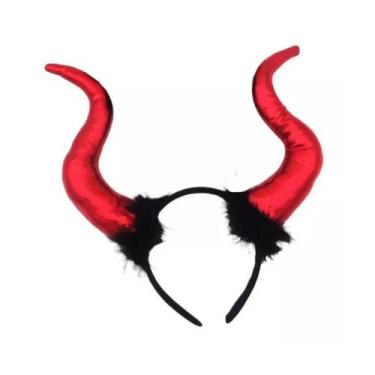 Imagem de Tiara Diabinha Pelúcia Halloween - Acessório Divertido para Festas - G