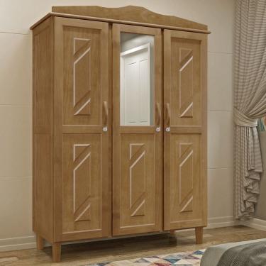 Imagem de Guarda-Roupa 3 Portas 3 Gavetas Imbuia Brasil Madeira Pinus - Cavazotto