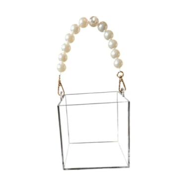 Imagem de rockible Bolsa de flores acrílica portátil, cesta de flores em acrílico para casamento, para dia de ação de graças, arranjo floral, loja de flores, 15cmx15cmx15cm