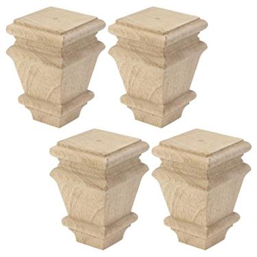 Imagem de T Tulead 120 mm/4,72 pol. Pés de armário de madeira de substituição inacabados pés de coque de madeira sofá sofá pernas cômoda suporte de TV pés pacote com 4