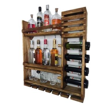 Imagem de Bar Adega de parede para bebidas e taças tamanho 70x77 em madeira maciça
